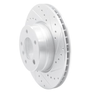 BMW 525I Brake Rotor (1) - Front Right - R1 Concepts - Drilled & Slotted - Silver - `04-`10